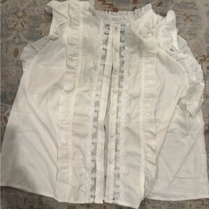 SHEIN White Ruffled Lace Blouse